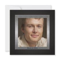 Carbon metallic graduation party announcement