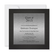 Carbon metallic graduation party announcement invitation