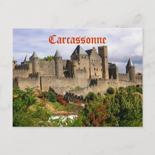 Carcassonne fortress in France postcard