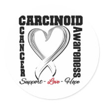 Carcinoid Cancer Awareness Heart Ribbon Sticker