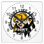 Carcinoid Cancer Fight Like A Girl Attitude wall clocks
