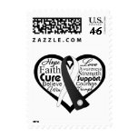 Carcinoid Cancer Heart Ribbon Collage Postage Stamp