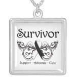 Carcinoid Cancer Survivor Deco Ribbon necklaces
