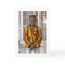Card, "Boy in a Yellow, Red, and Black Shirt"