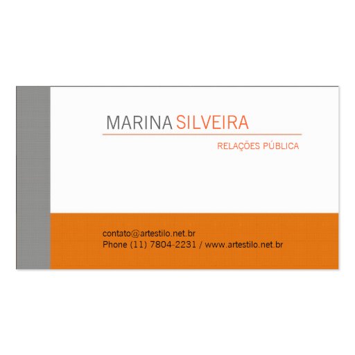 Card Business Orange Gray Business Card (front side)