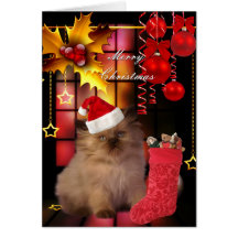 Card Christmas Xmas Cat Hat