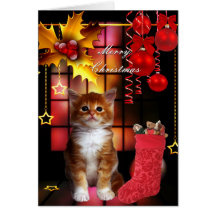 Card Christmas Xmas Cat Kitten