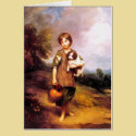 Card: Cottage Girl with Dog and Pitcher by VintagePets Card: Cottage Girl with Dog and Pitcher