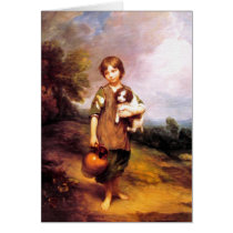 Card: Cottage Girl with Dog and Pitcher