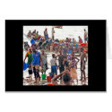 Card, "Crowd Buying Fish from Fishermen"