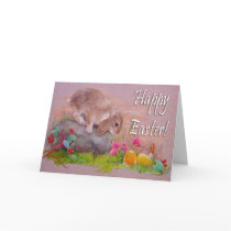 Card - Easter Bunny & Fairy by pawtraitart Card - Easter Bunny & Fairy