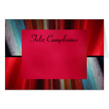 Card - Feliz Cumpleaños - Red Abstract Art