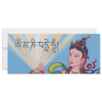 CARD Goddess, lotus and mantra OM MANI PADME HUM Custom Invitation