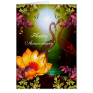 Card Happy Anniversary Birds Gold Frame Floral
