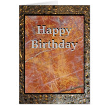 Card - Happy Birthday In gold And Orange
