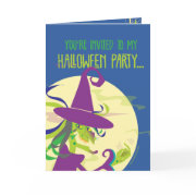 CARD Happy Halloween Party Invitation Green Witch card