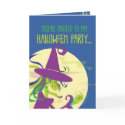 CARD Happy Halloween Party Invitation Green Witch