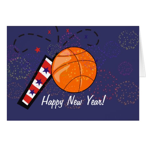 Card Happy New Year Basketball Zazzle