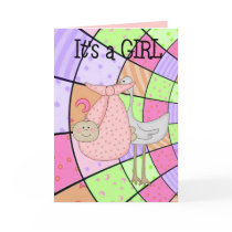 Card It's A Girl New Baby Announcement by Shan_Darling_Gifts Card It's A Girl New Baby Announcement
