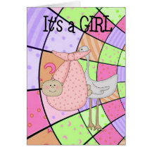 Card It's A Girl New Baby Announcement