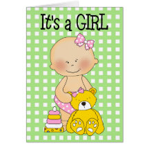Card It's A Girl New Baby Announcement 2E