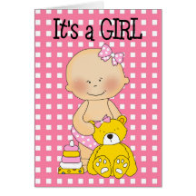 Card It's A Girl New Baby Announcement 2F