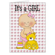 Card It's A Girl New Baby Announcement 2G