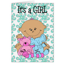 Card It's A Girl New Baby Announcement 2H