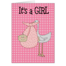Card It's A Girl New Baby Announcement 3A
