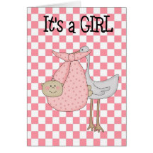 Card It's A Girl New Baby Announcement 3AB