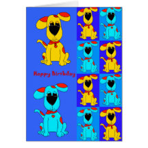 Card Kid's Boy Dogs Blue Yellow Red