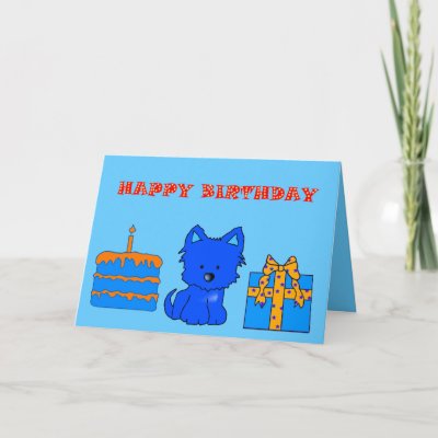 Card Kid&#39;s Boy&#39;s Happy Birthday Dog Cake Present