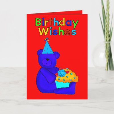 happy birthday cake wishes. Card Kid's Boys Happy Birthday Wishes Bear Cake 2 by Shan_Darling_Gifts