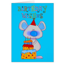 Card Kid's Boys Happy Birthday Wishes Mouse Cake