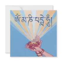 CARD Lotus with Mantra OM MANI PADME HUM Invitations