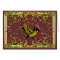 Card Love Bird Flowers