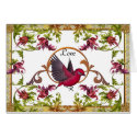 Card Love Bird Flowers White