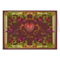 Card Love Heart Flowers