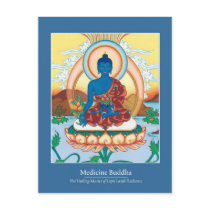 CARD Medicine Buddha - with beautiful back Postcard