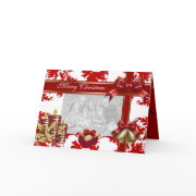 Card Merry Xmas Add Photo Red White Christmas card