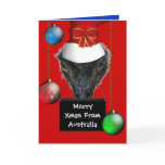 Card Merry Xmas From Australia Emu Hat