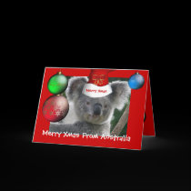 Card Merry Xmas From Australia Koala Hat