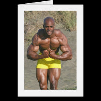 Card, "Morris Mendez at the Beach # 1" by Muscleshots Card, "Morris Mendez at the Beach # 1"