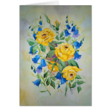 Card Roses and Blue Bells