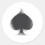 Card suit Spades -  grunge Round Sticker