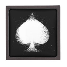Card suit Spades white-  grunge Premium Gift Box