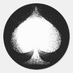 Card suit Spades white-  grunge Round Sticker