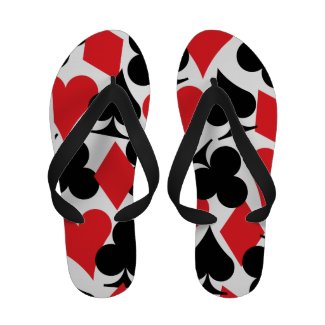 Card Suits in Red and Black Flip-Flops