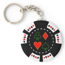CARD SUITS POKER CHIP KEYCHAIN