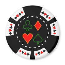 CARD SUITS POKER CHIP FRIDGE MAGNET
